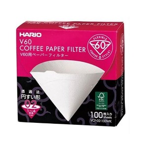 하리오 V60 커피 필터 여과지 VCF-02-100W 100매 화이트