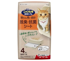Kao 카오 냥토모 고양이 화장실 냄새방지 탈취 매트 4매입