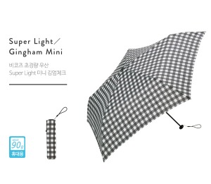 일본 비코즈 초경량 우산 휴대용 미니 삼단우산 90g 깅엄체크